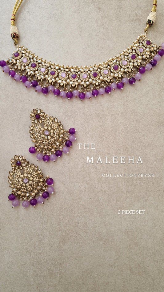 MALEEHA - Necklace and Tikka Set- Value range- Lilac and Dark Purple * CLEARANCE*