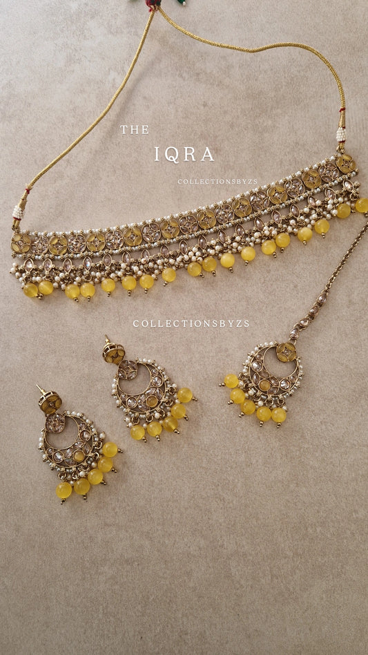 IQRA - Beautiful Reverse AD Choker Set - YELLOW