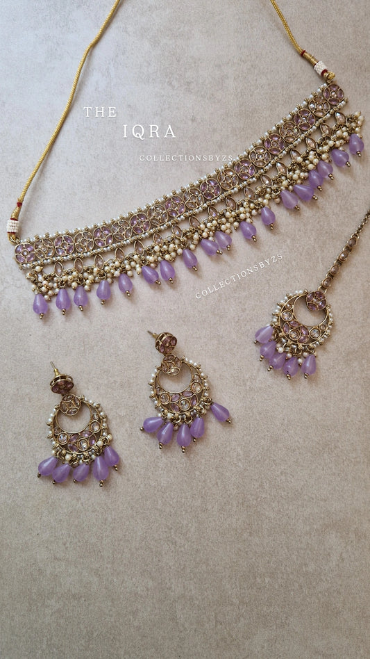 IQRA - Beautiful Reverse AD Choker Set - LILAC