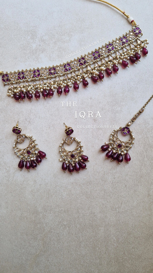 IQRA - Beautiful Reverse AD Choker Set - PLUM
