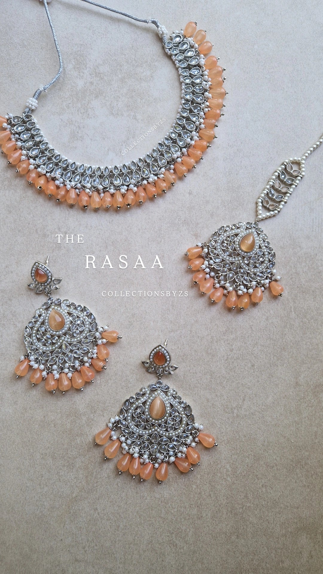 RASAA - Indian Reverse AD Party Set- PEACH & SILVER