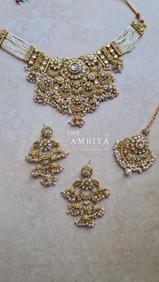 AMRITA - Indian Heritage traditional Kundan Inspired look oversized Choker Set *INTRODUCTORY OFFER*