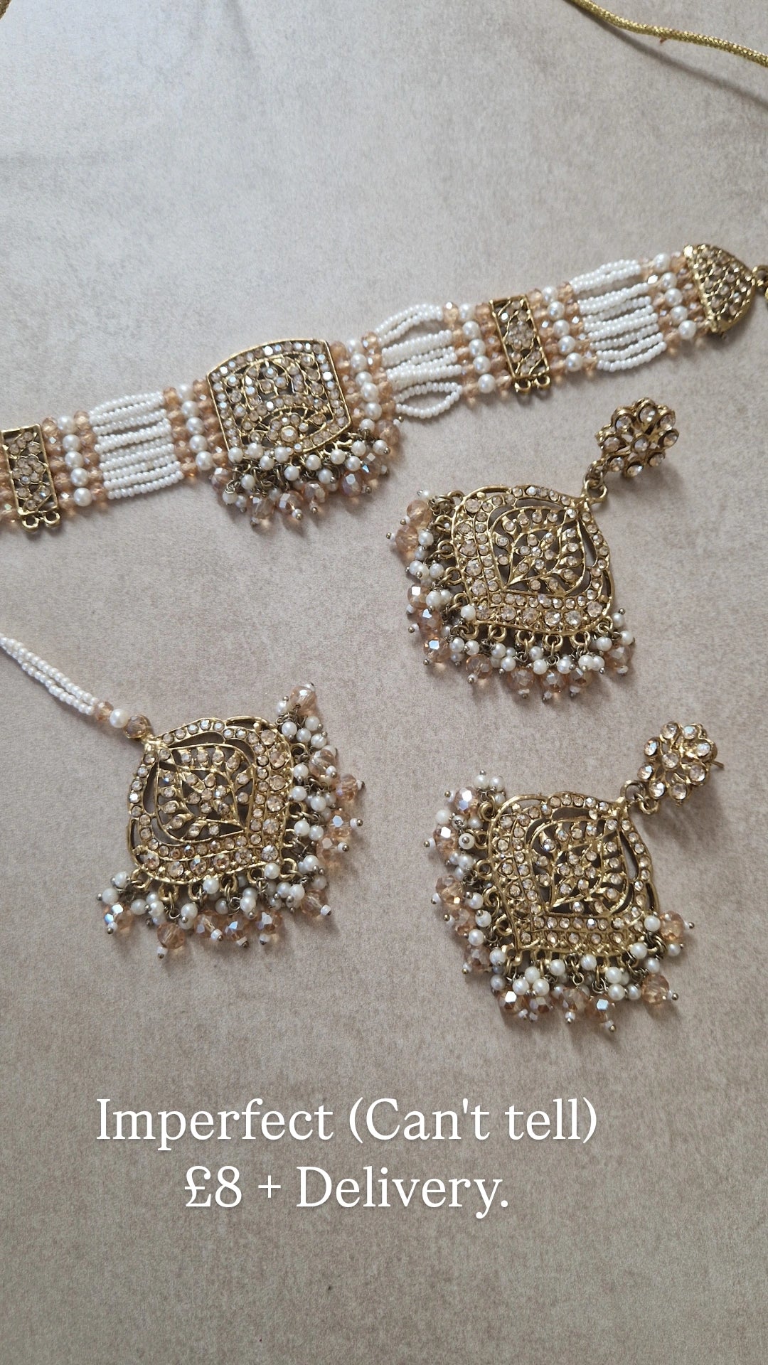ADEEBA:- *IMPERFECT*  Mini Elegant Indian Choker Set - GOLDEN.