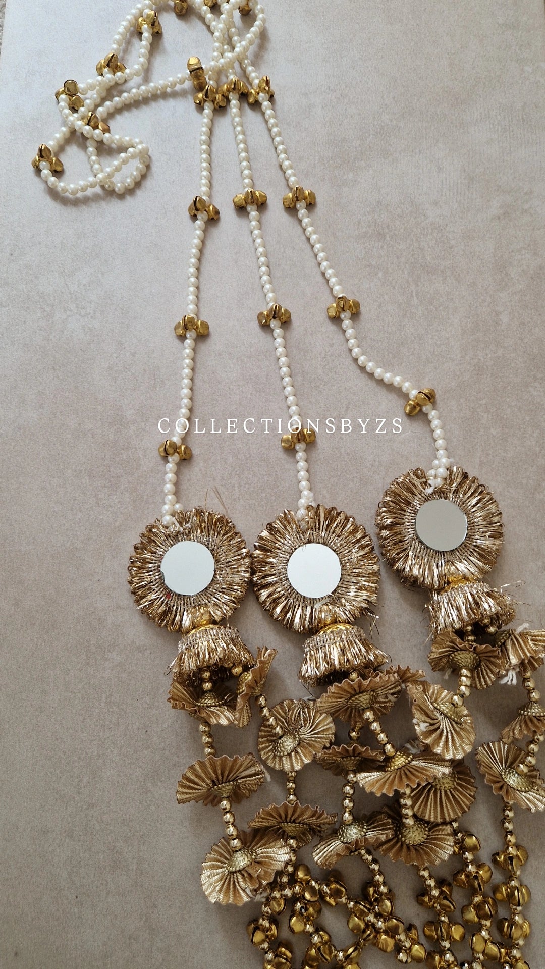 Very Long Paranda- Pearls & Mirrors - Kashmiri Style ** Introductory offer*
