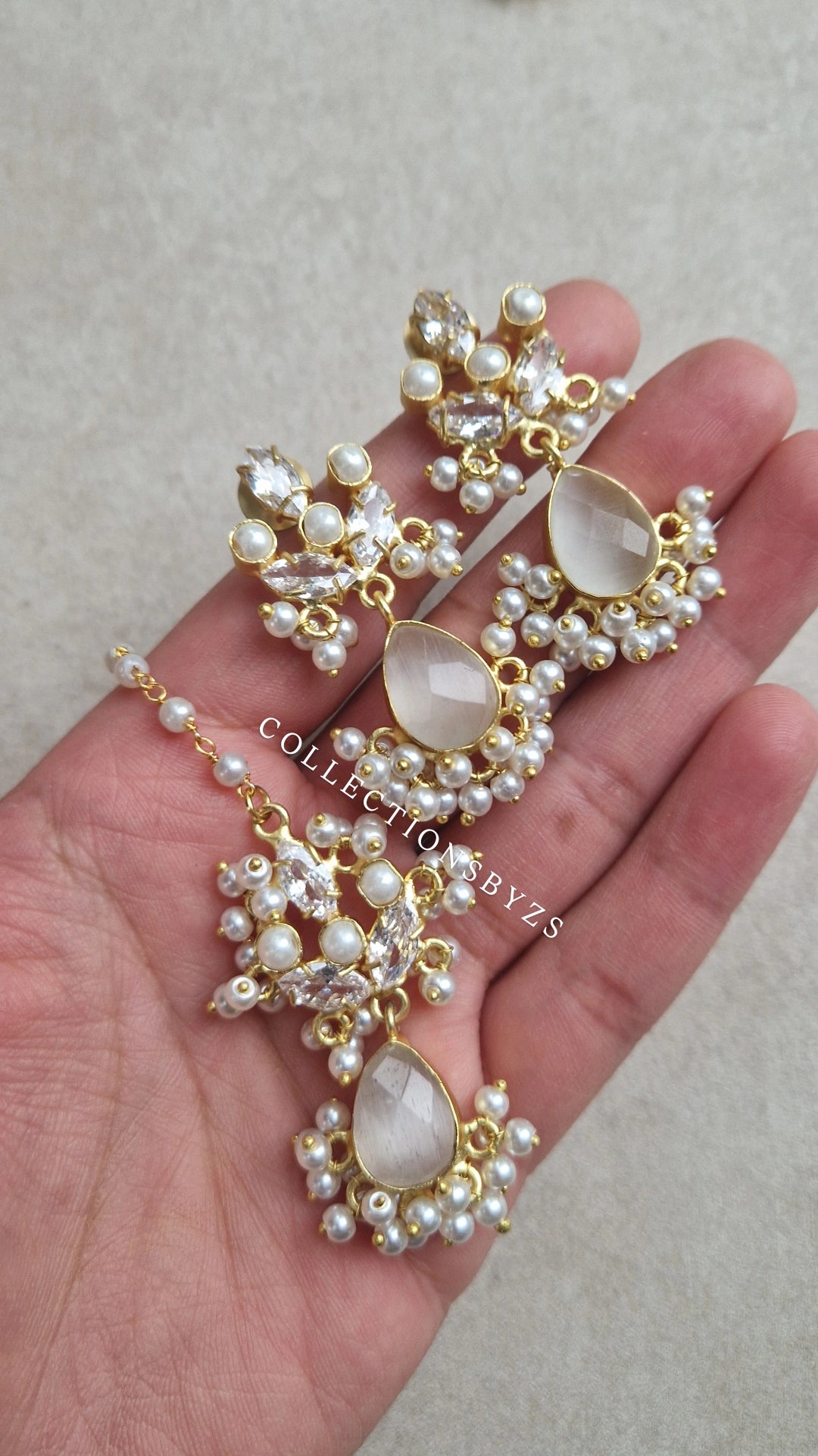 ZIMAL- Elegant, Luxury *Premium* Fresh Water Pearls & Soft/ Light Grey Semi Precious