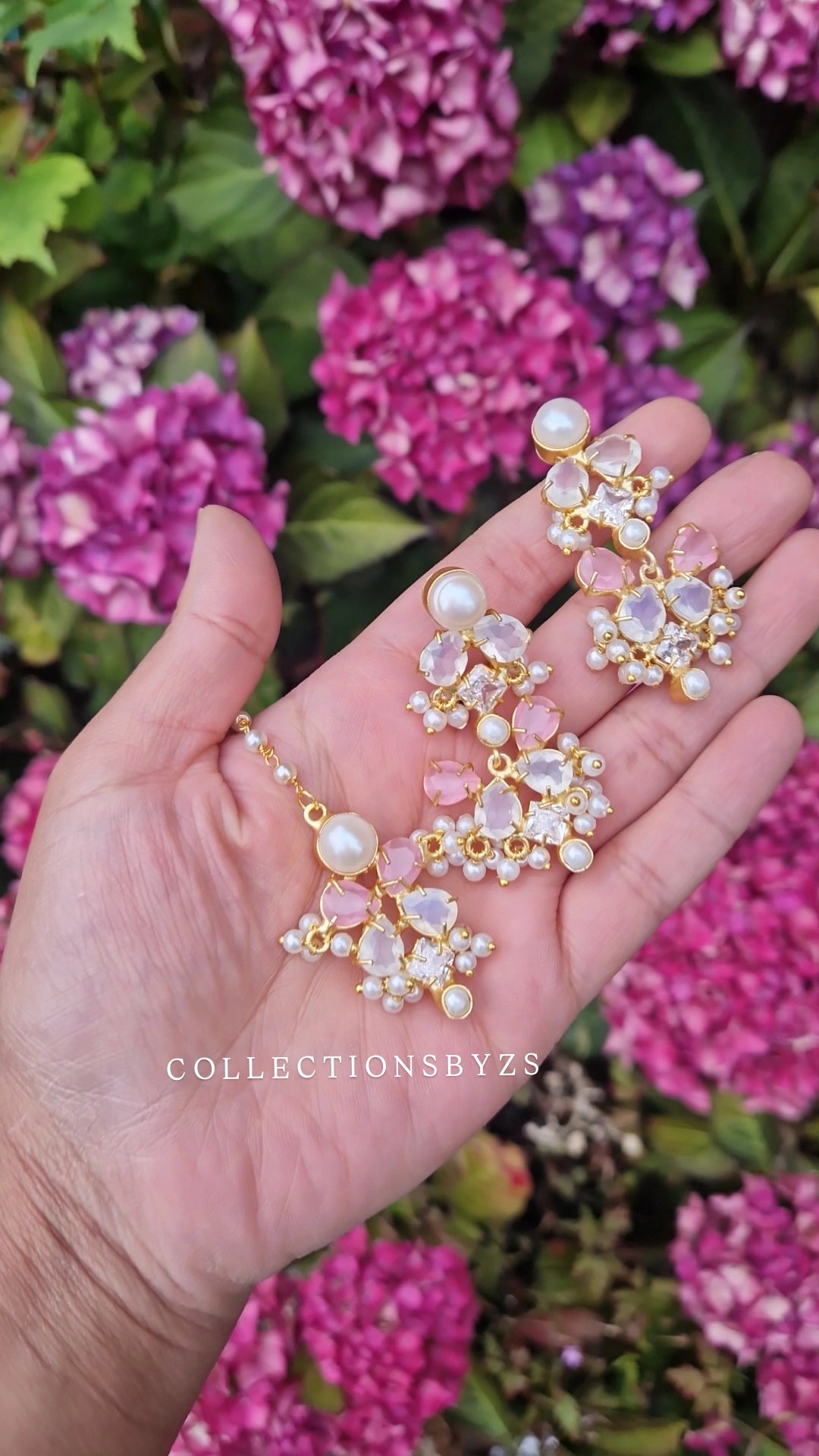 FIZA *Premium* Beautiful Elegant Pearl, Pink and Opalite Jewellery Set