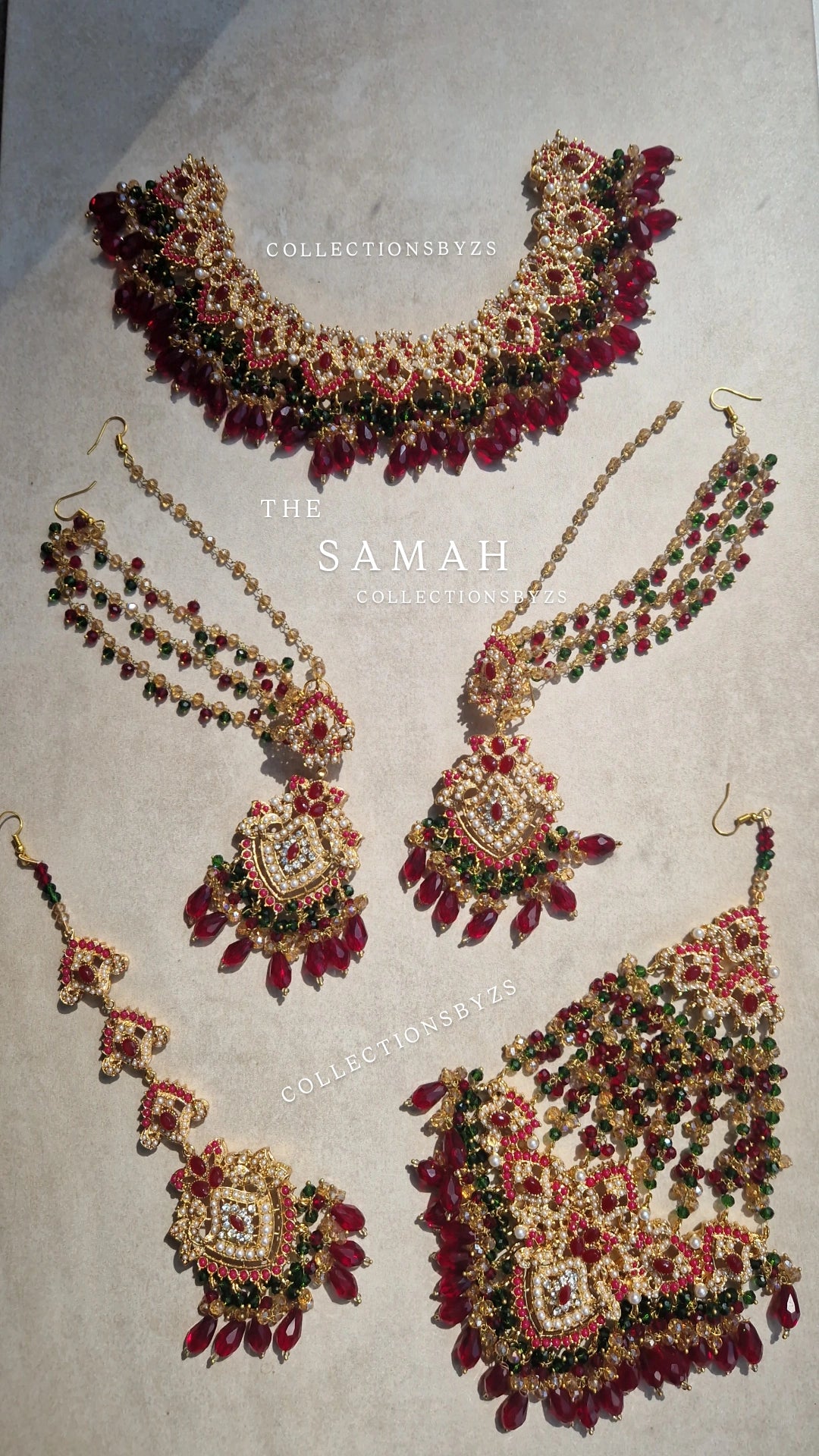 SAMAH- Beautiful Pakistani Multicoloured Red MaroonBridal/Semi Bridal Set