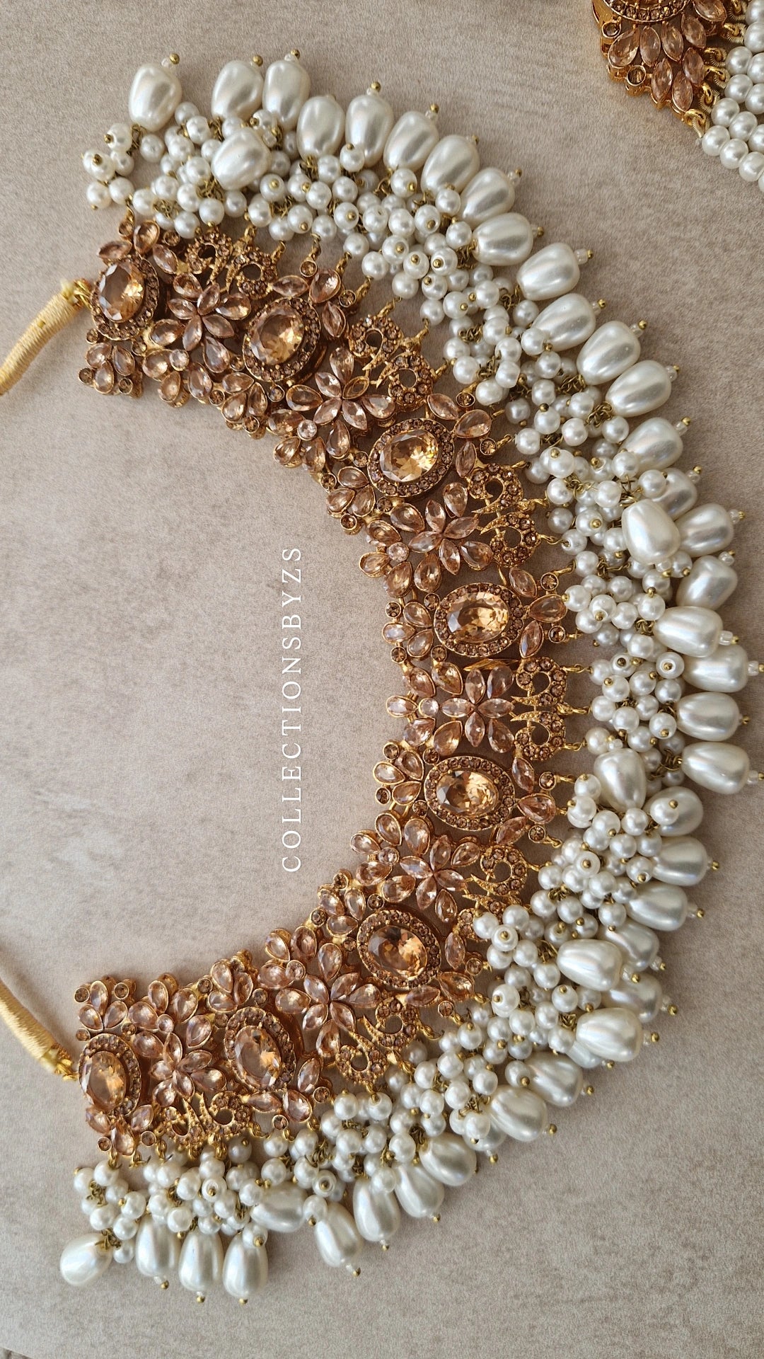 ALINA- Beautiful Pakistani Golden and Pearl - Jewellery Set