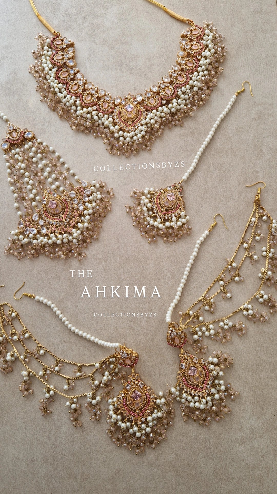 AHKIMA - Beautiful Pakistani pink Pearl inspired set - Bridal/Semi Bridal or Party