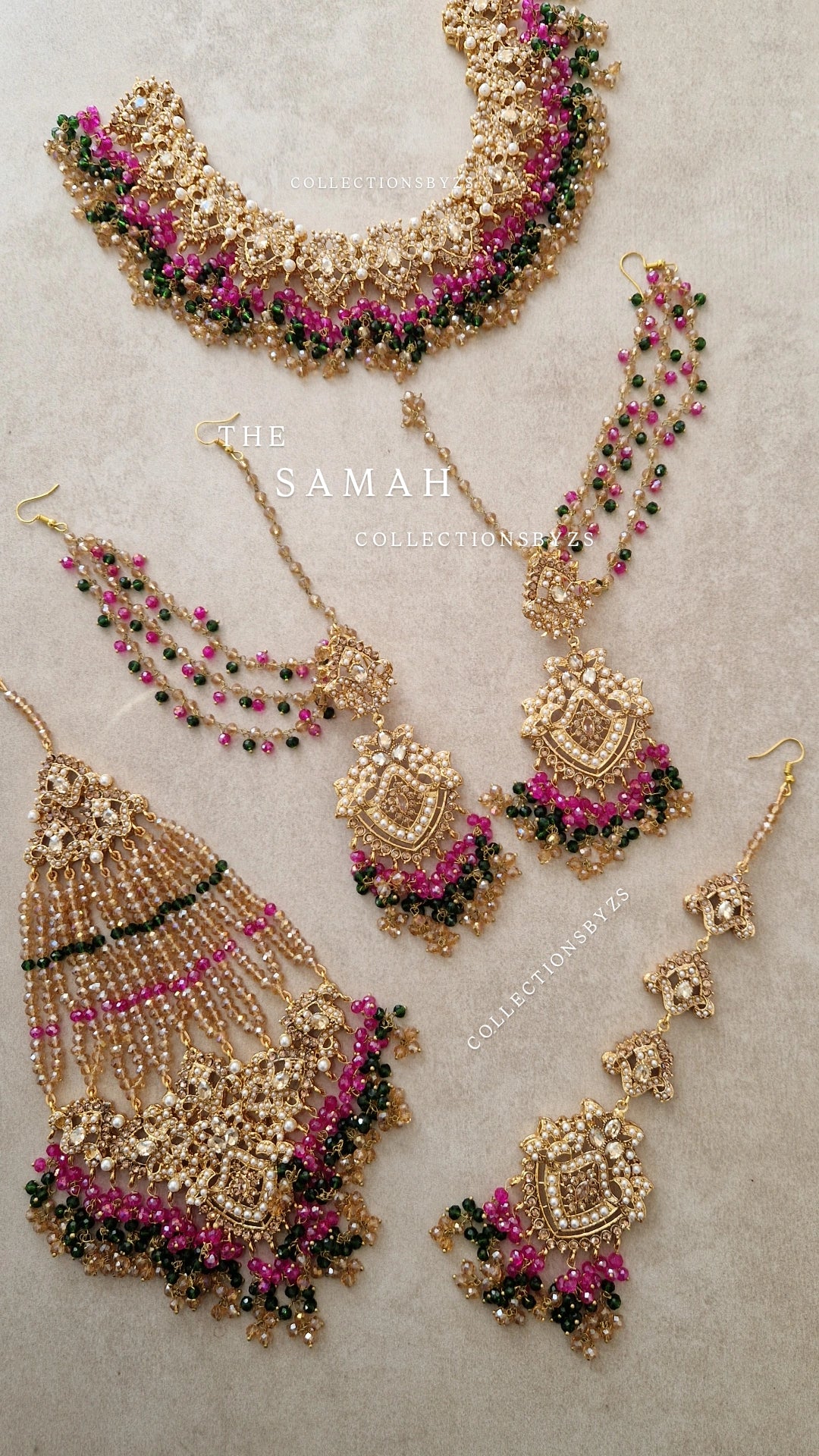 SAMAH- Beautiful Pakistani Multicoloured Mehndi Bridal/Semi Bridal Set