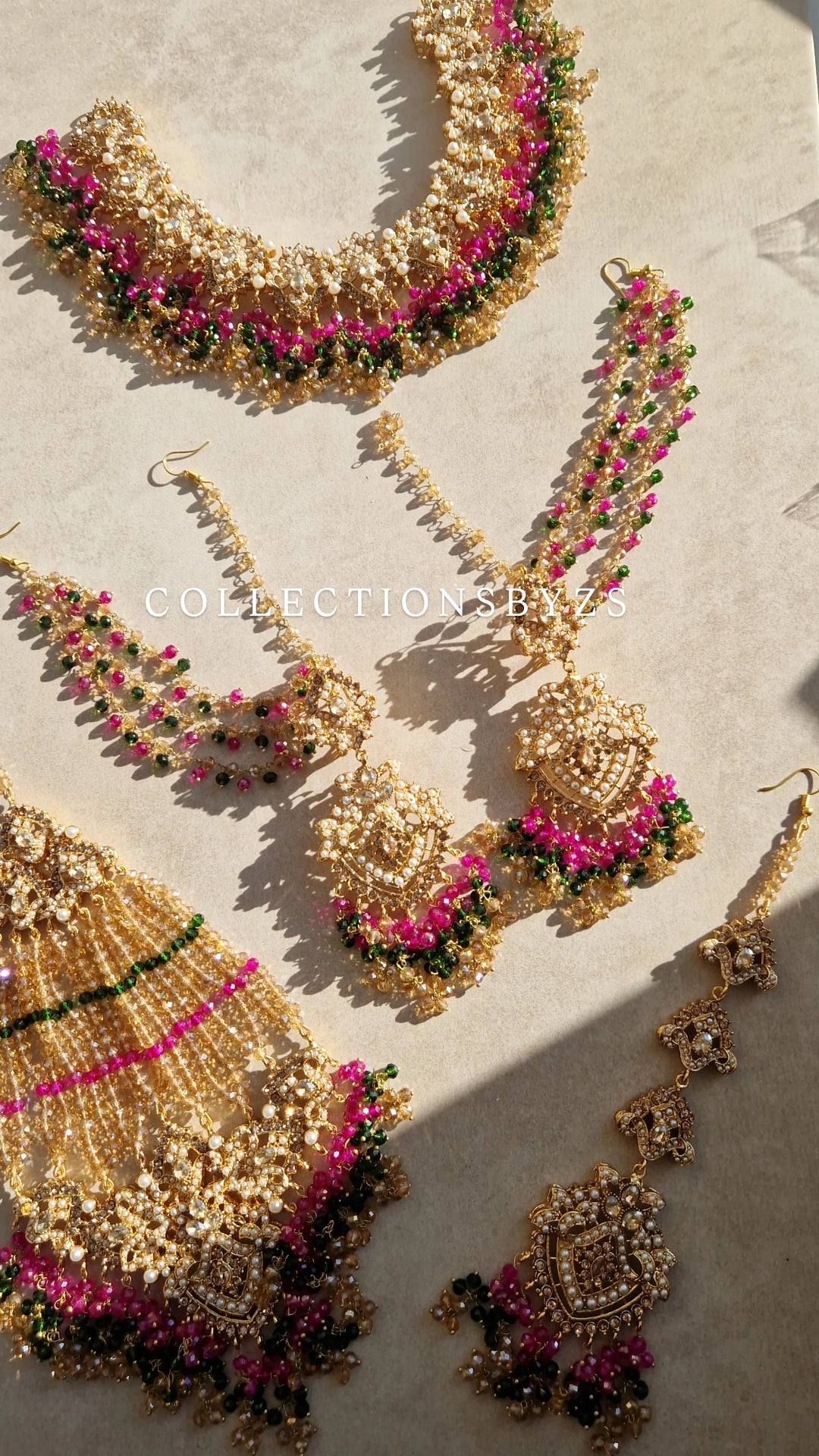 SAMAH- Beautiful Pakistani Multicoloured Mehndi Bridal/Semi Bridal Set