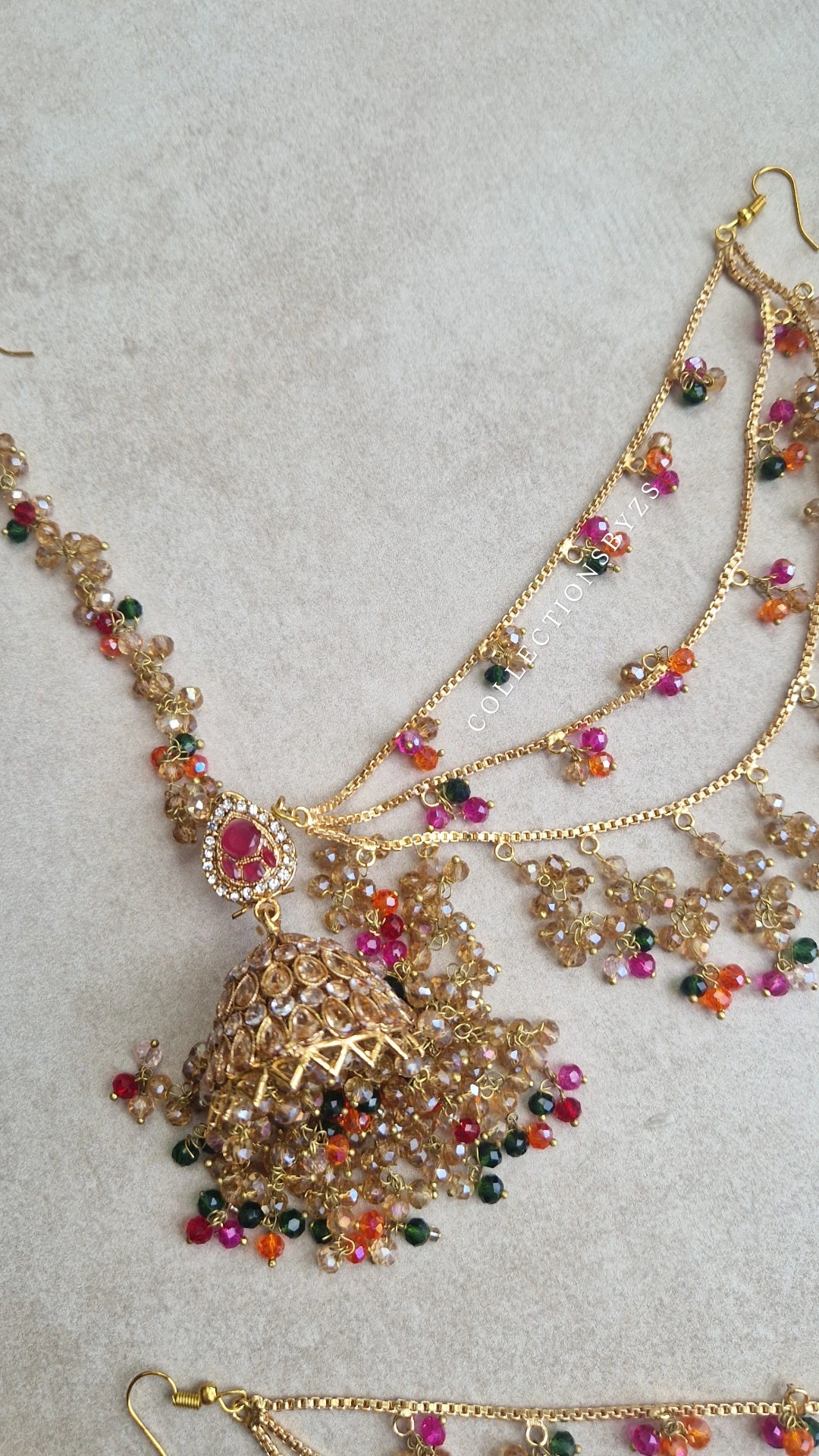 ZAIRAH  -  Pakistani Jhumka with Sahara's and Tikka Set - Multicoloured