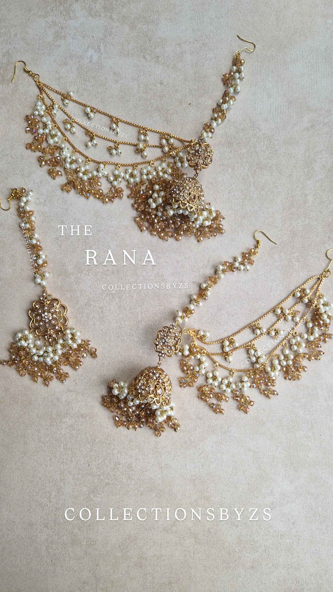 RANA- Beautiful Pakistani Jhumka with Saharas & Earring Set - Gold