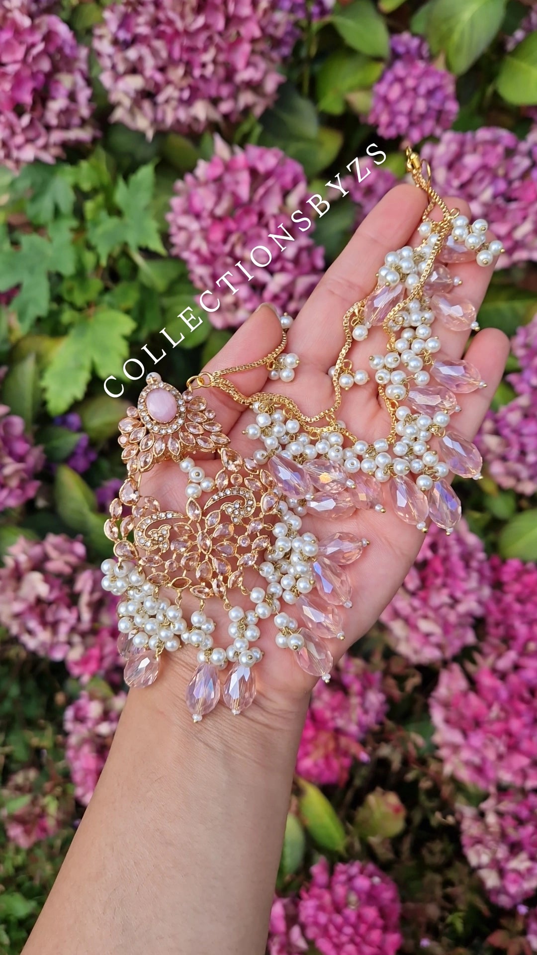 ALINA- Beautiful Pakistani Pink and Pearl BRIDAL Jewellery Set
