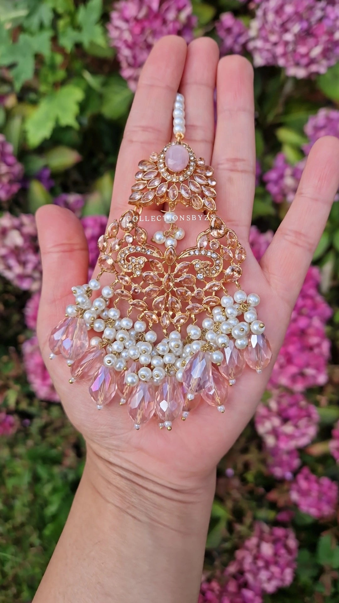 ALINA- Beautiful Pakistani Pink and Pearl BRIDAL Jewellery Set