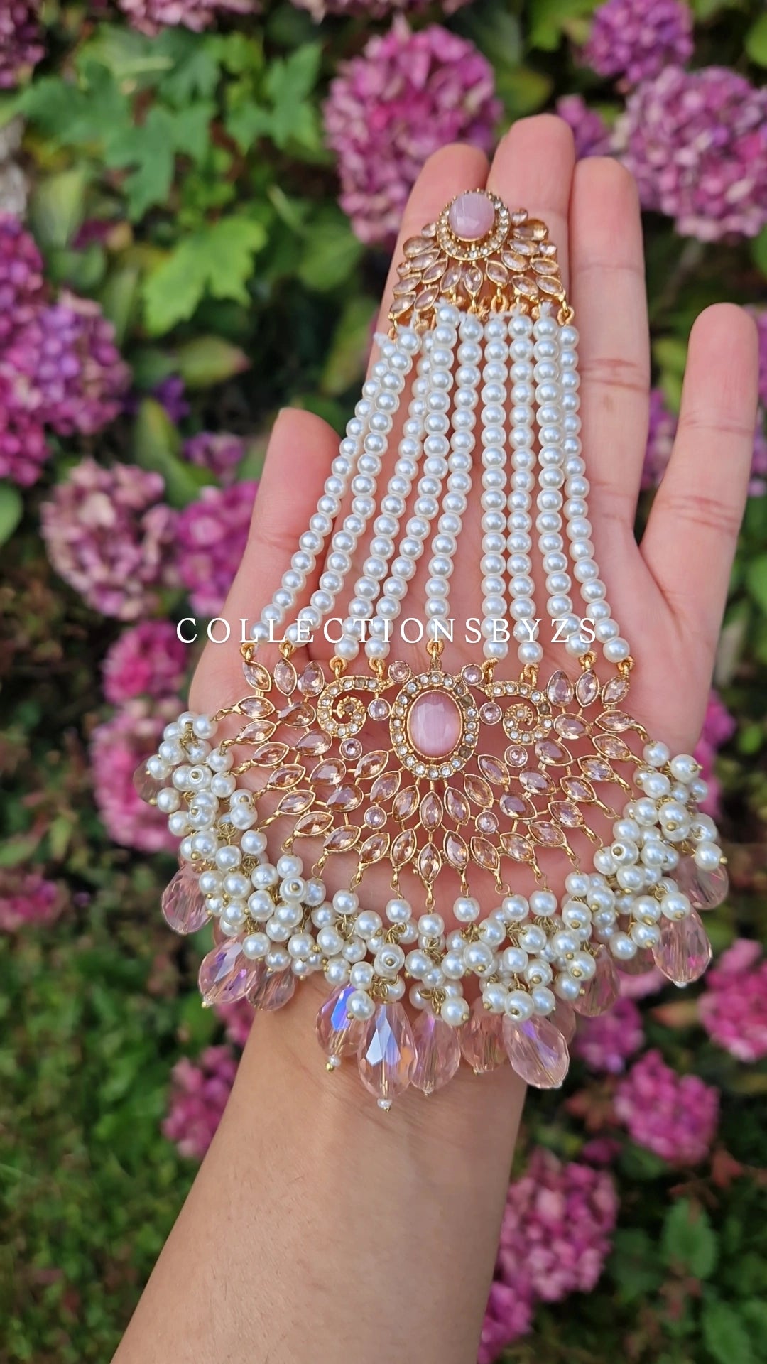 ALINA- Beautiful Pakistani Pink and Pearl BRIDAL Jewellery Set