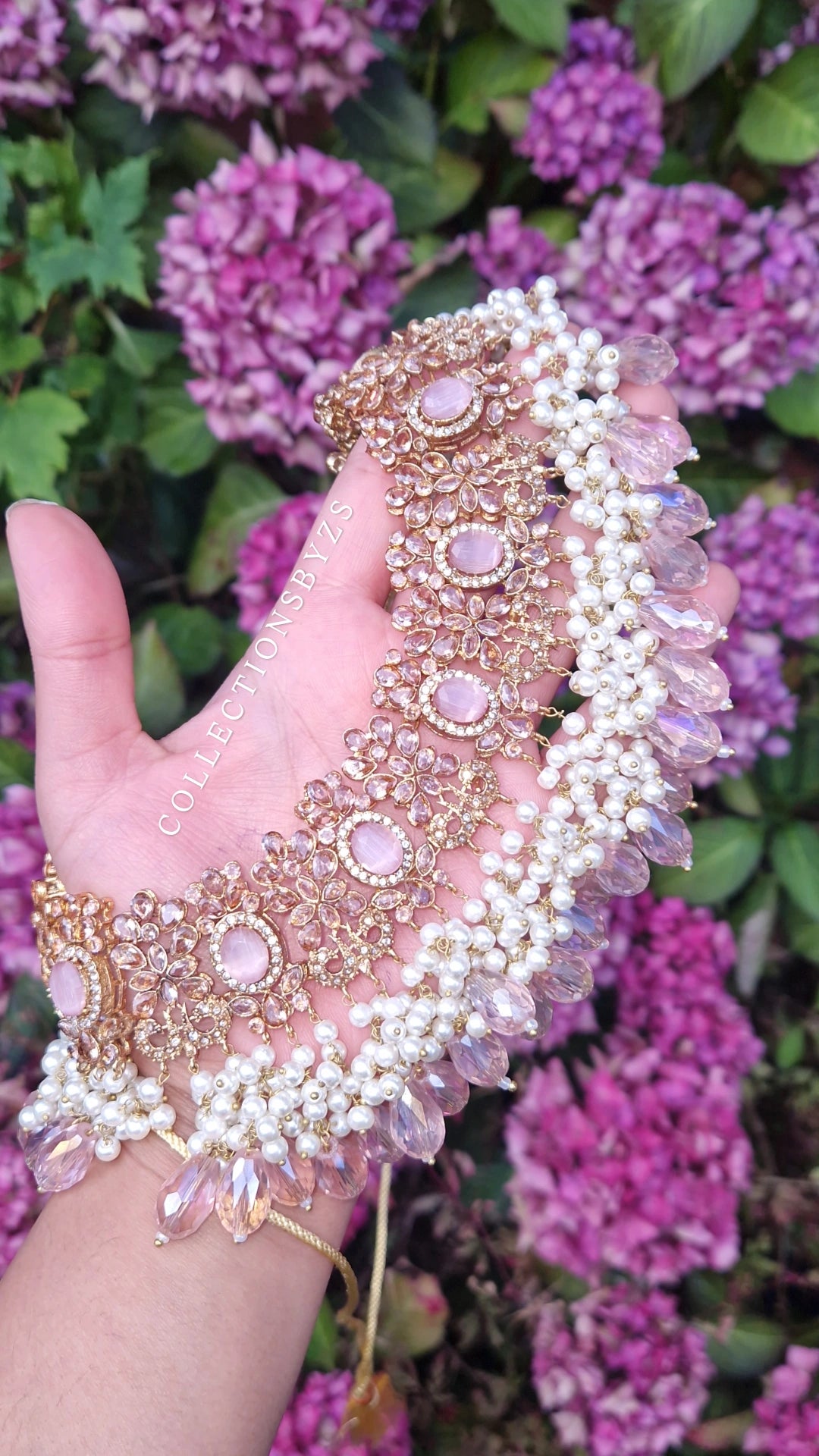 ALINA- Beautiful Pakistani Pink and Pearl BRIDAL Jewellery Set
