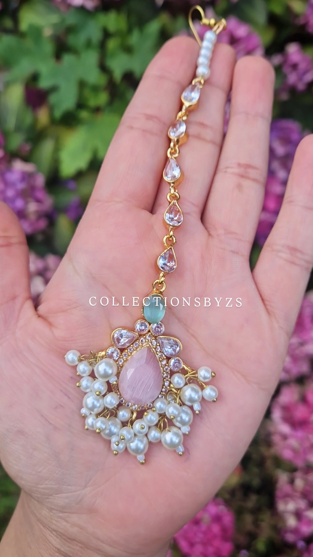 MYRA - Beautiful Pakistani Pearl inspired set - PINK & GREEN Pearl
