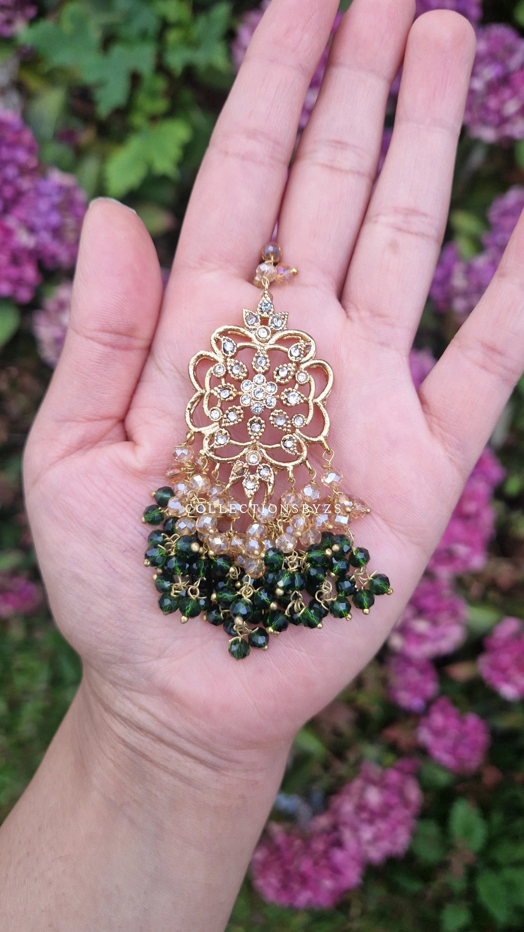 RAMA- Beautiful Pakistani Jhumka with Sahara's & Earring Set - Green