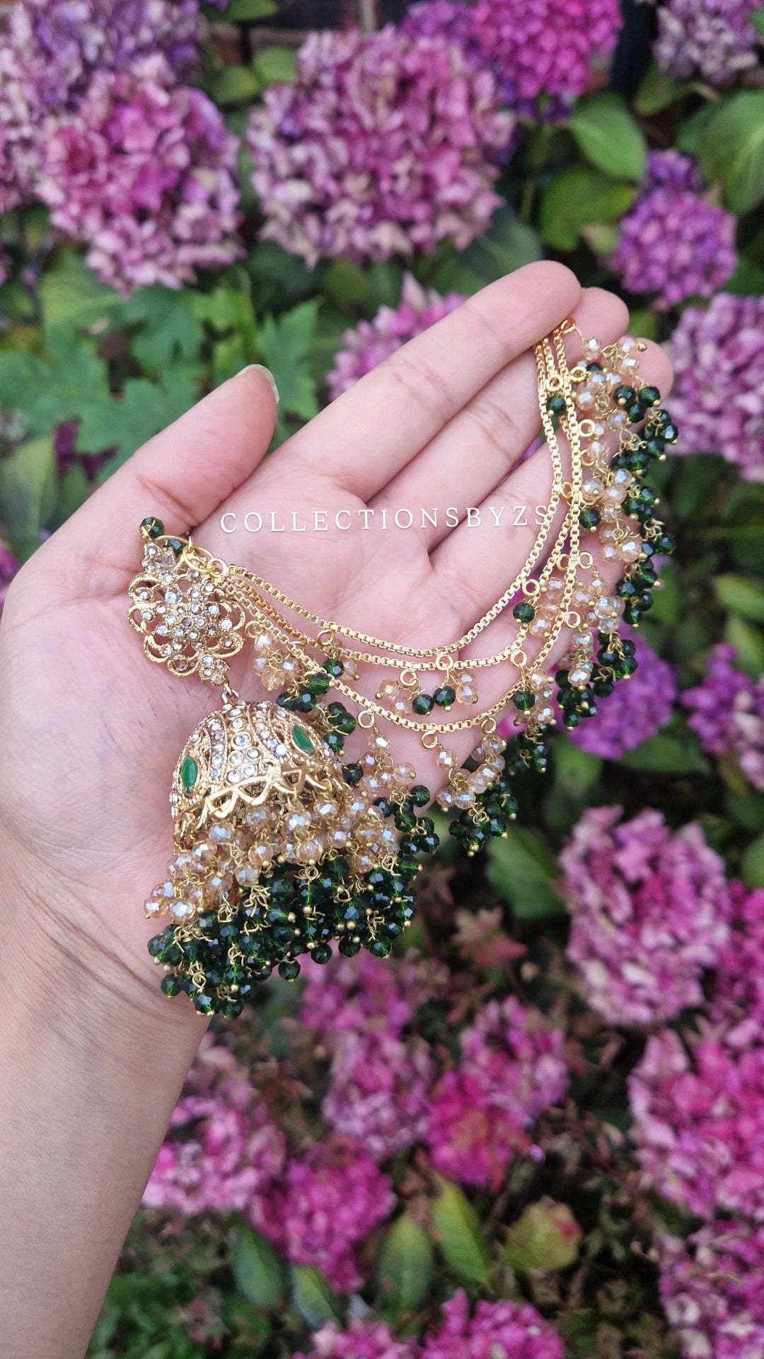 RAMA- Beautiful Pakistani Jhumka with Sahara's & Earring Set - Green