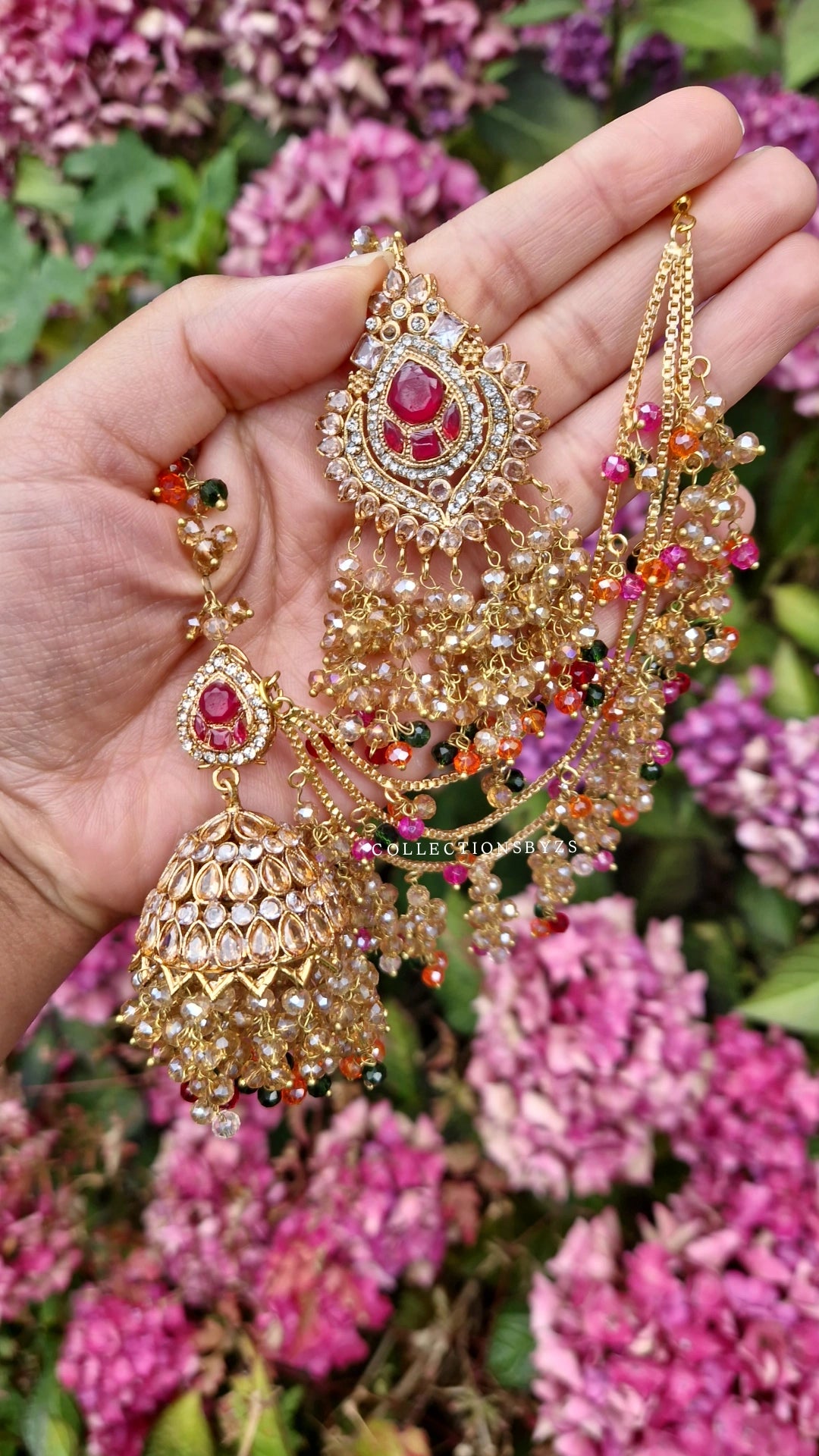 ZAIRAH  -  Pakistani Jhumka with Sahara's and Tikka Set - Multicoloured