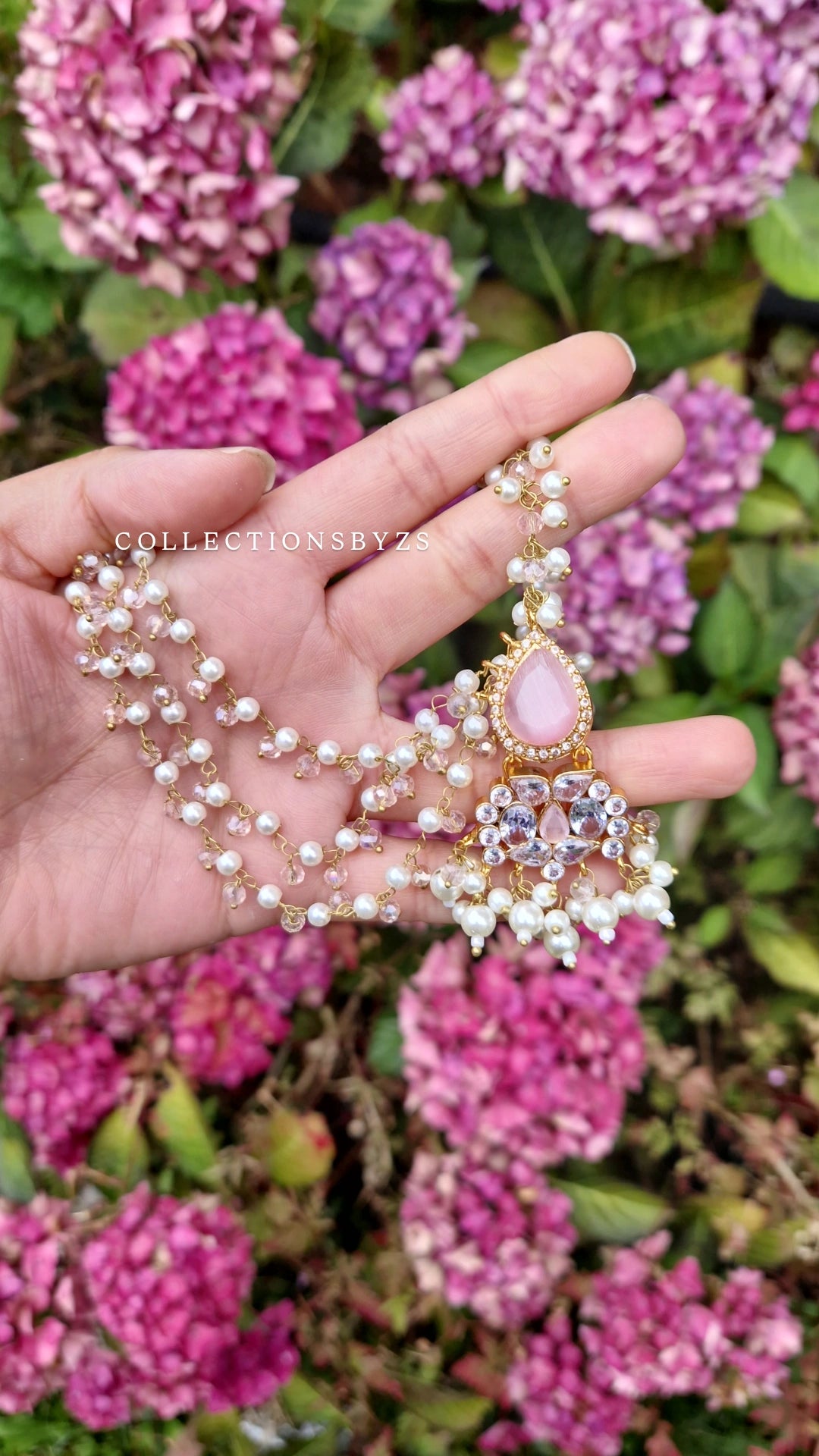 MYRA - Beautiful Pakistani Pearl inspired set - PINK & PEARL with Saharas.