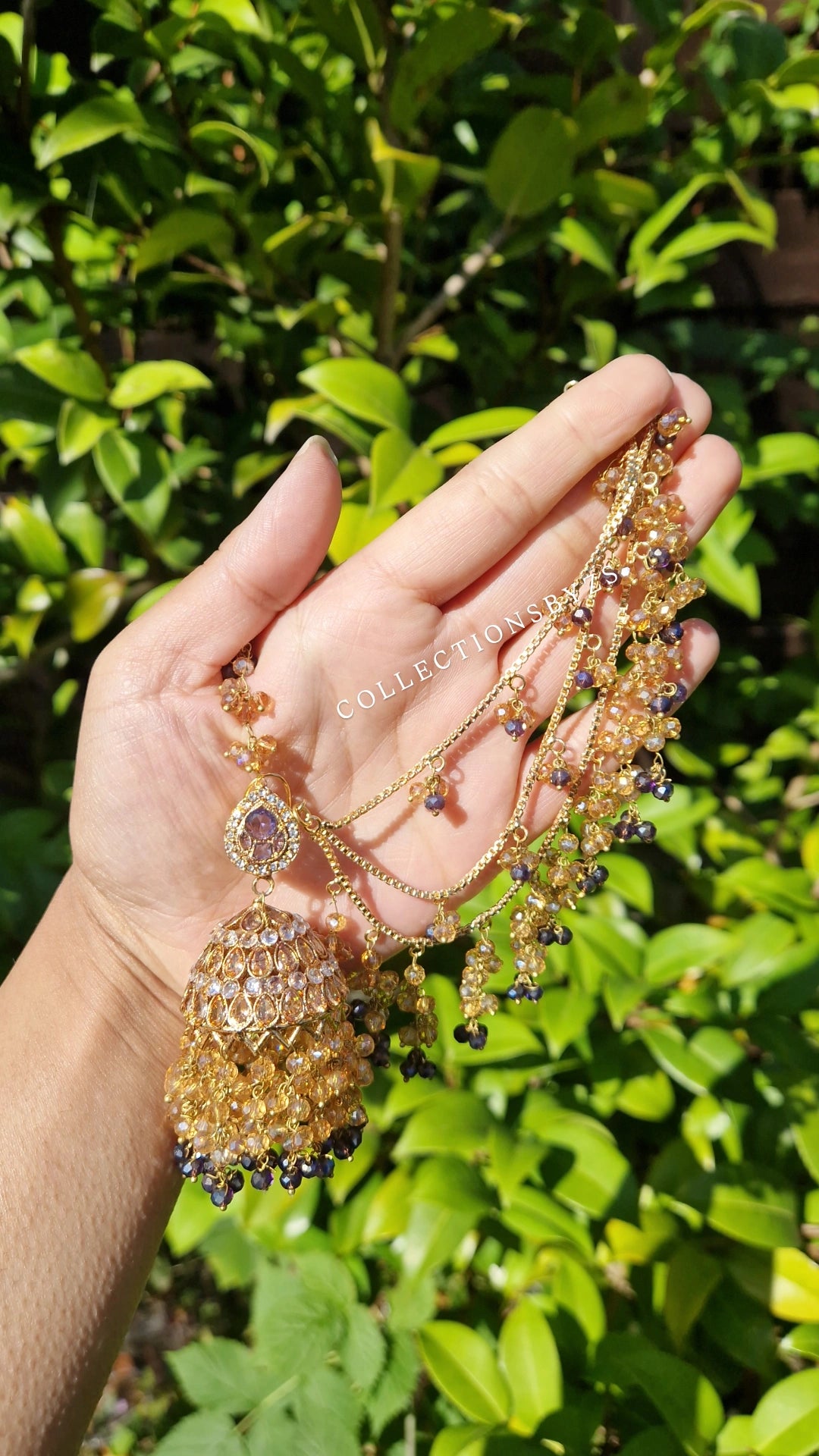 ZAIRAH  - 3 piece Pakistani  Jhumar, Jhumka with Sahara's and Tikka Set -  Purple