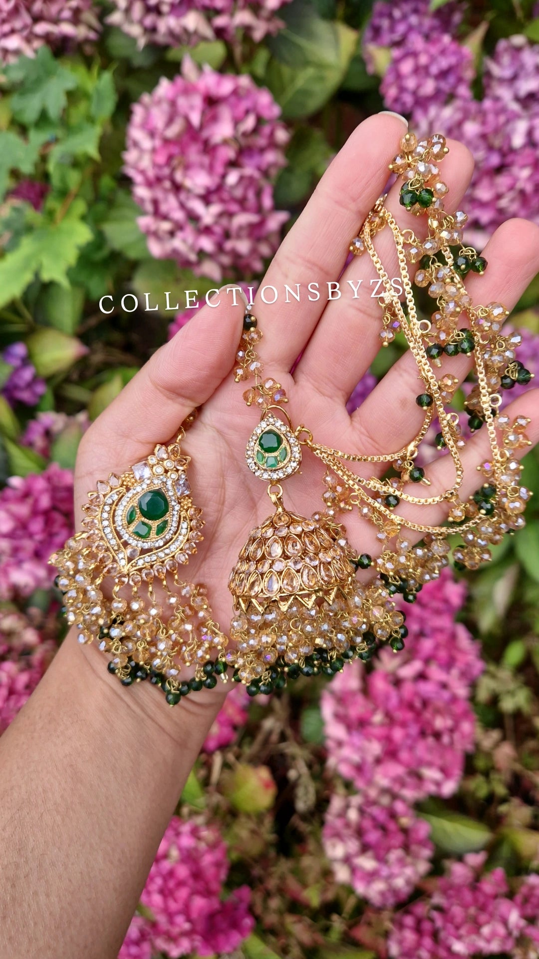 MEHEK- Pakistani Choker Set - Green and Gold * LAUNCH OFFER*