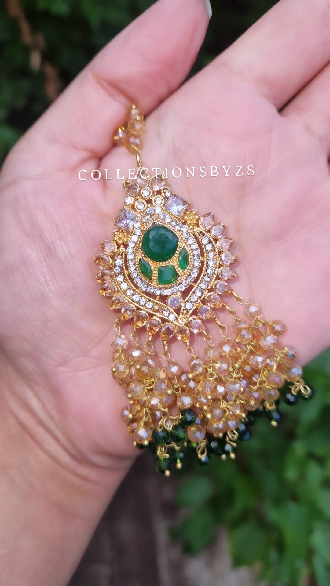 MEHEK- Pakistani Choker Set - Green and Gold * LAUNCH OFFER*