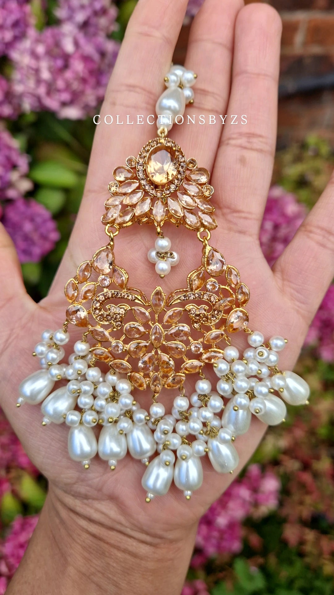 ALINA- Beautiful Pakistani Golden and Pearl - Jewellery Set