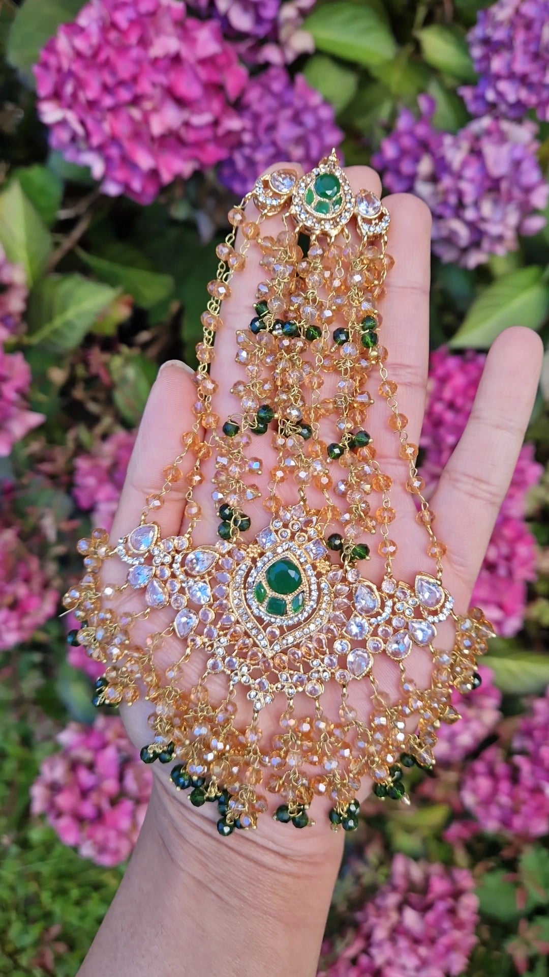 MEHEK- Pakistani Choker Set - Green and Gold * LAUNCH OFFER*
