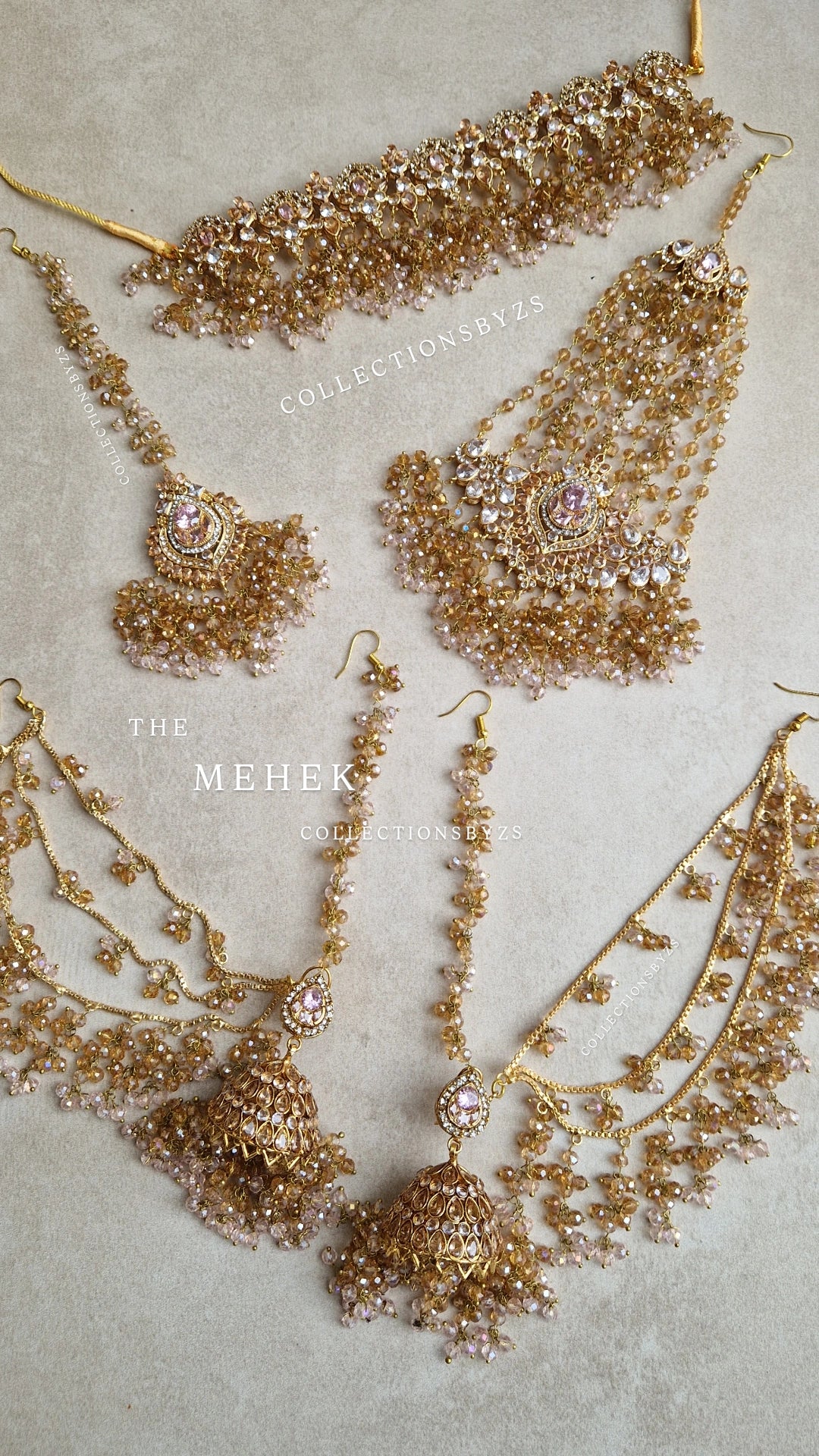 MEHEK- Pakistani Choker Set - Pink and Gold * LAUNCH OFFER*