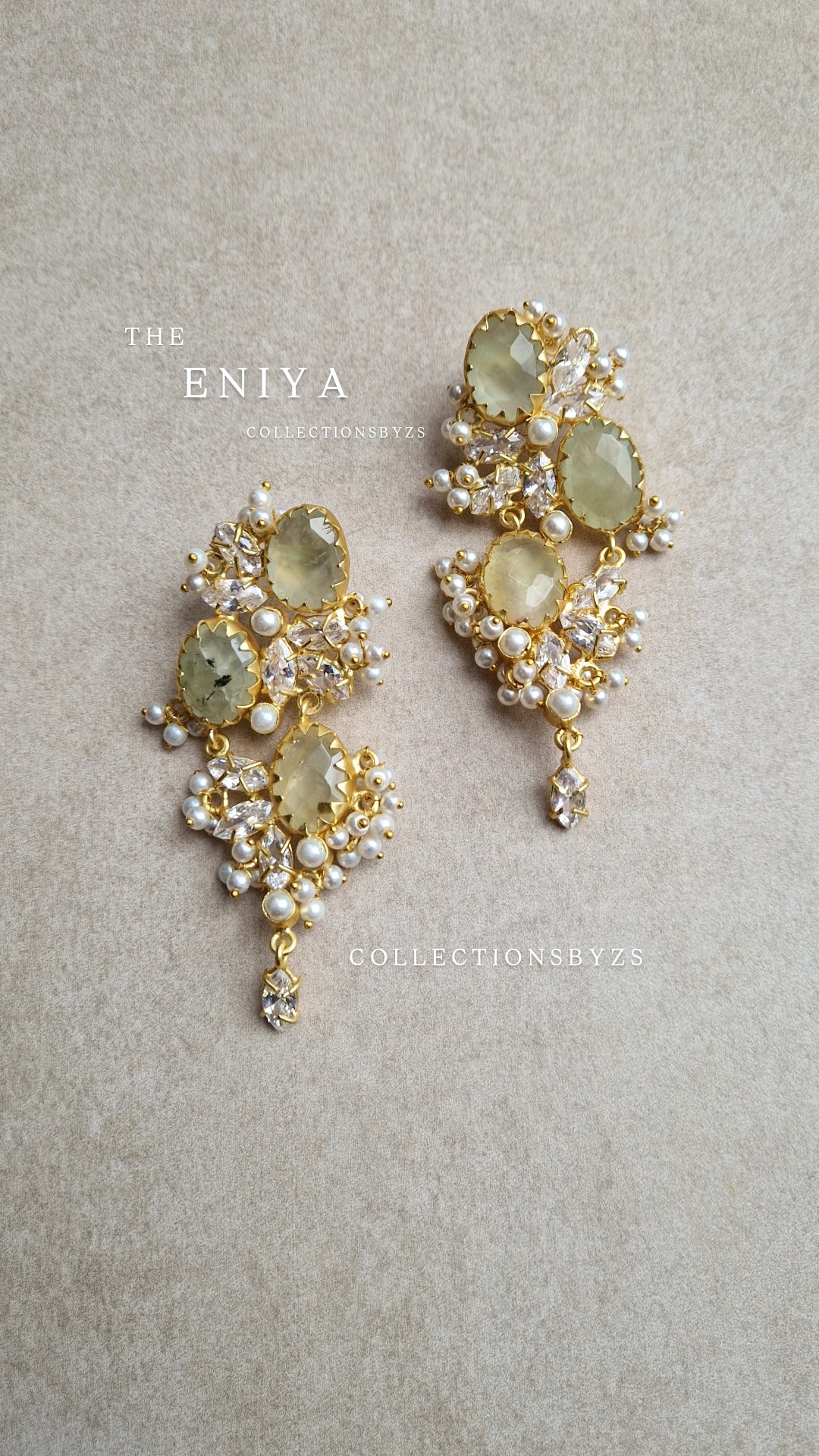 ENIYA-*Premium* Beautiful Prehnite Fresh Water Pearl Earrings -
