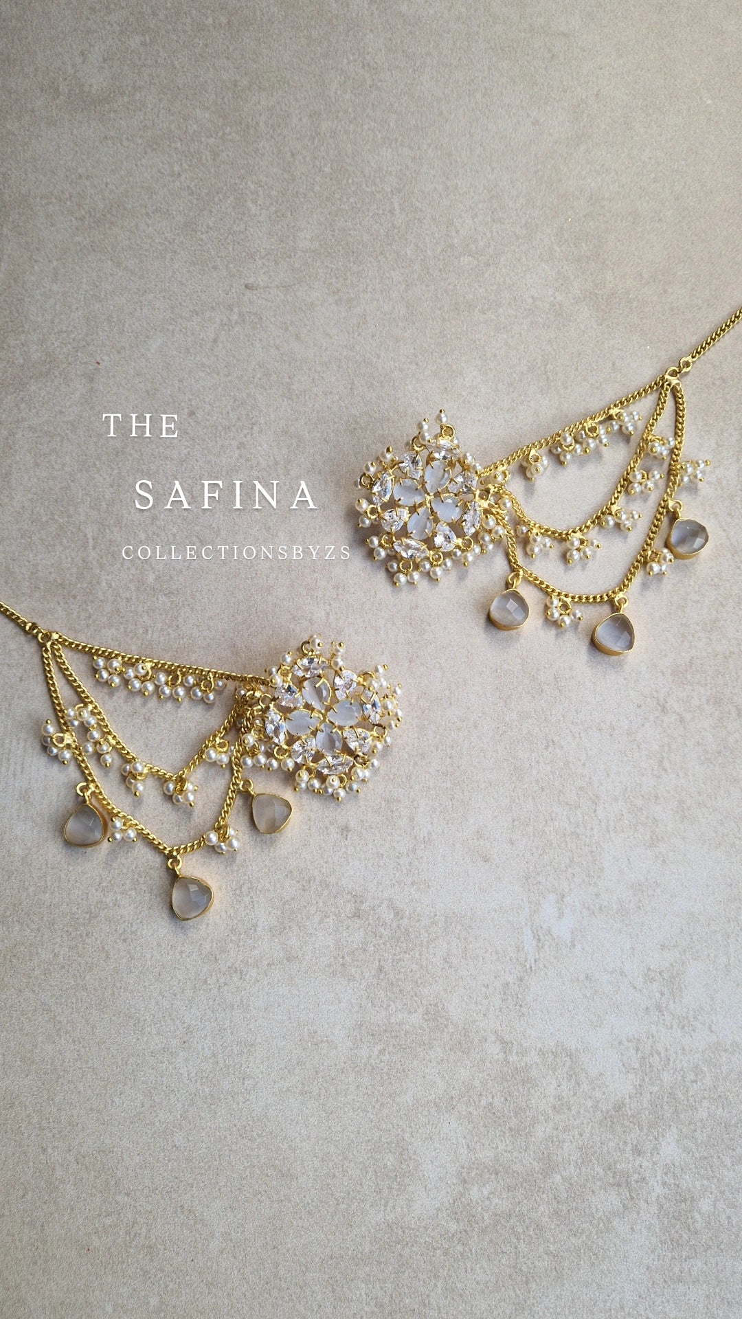 SAFINA *Premium* - Grey Crystal Studs with Yellow Golden Sahara's