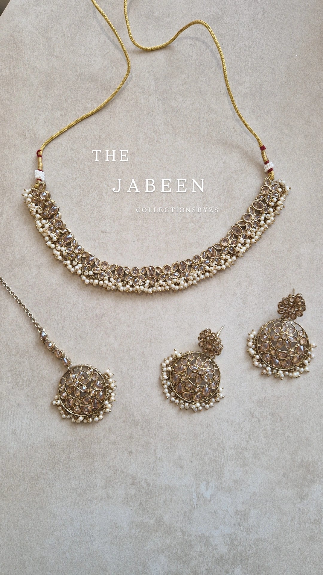 JABEEN- White Pearl and Golden Set