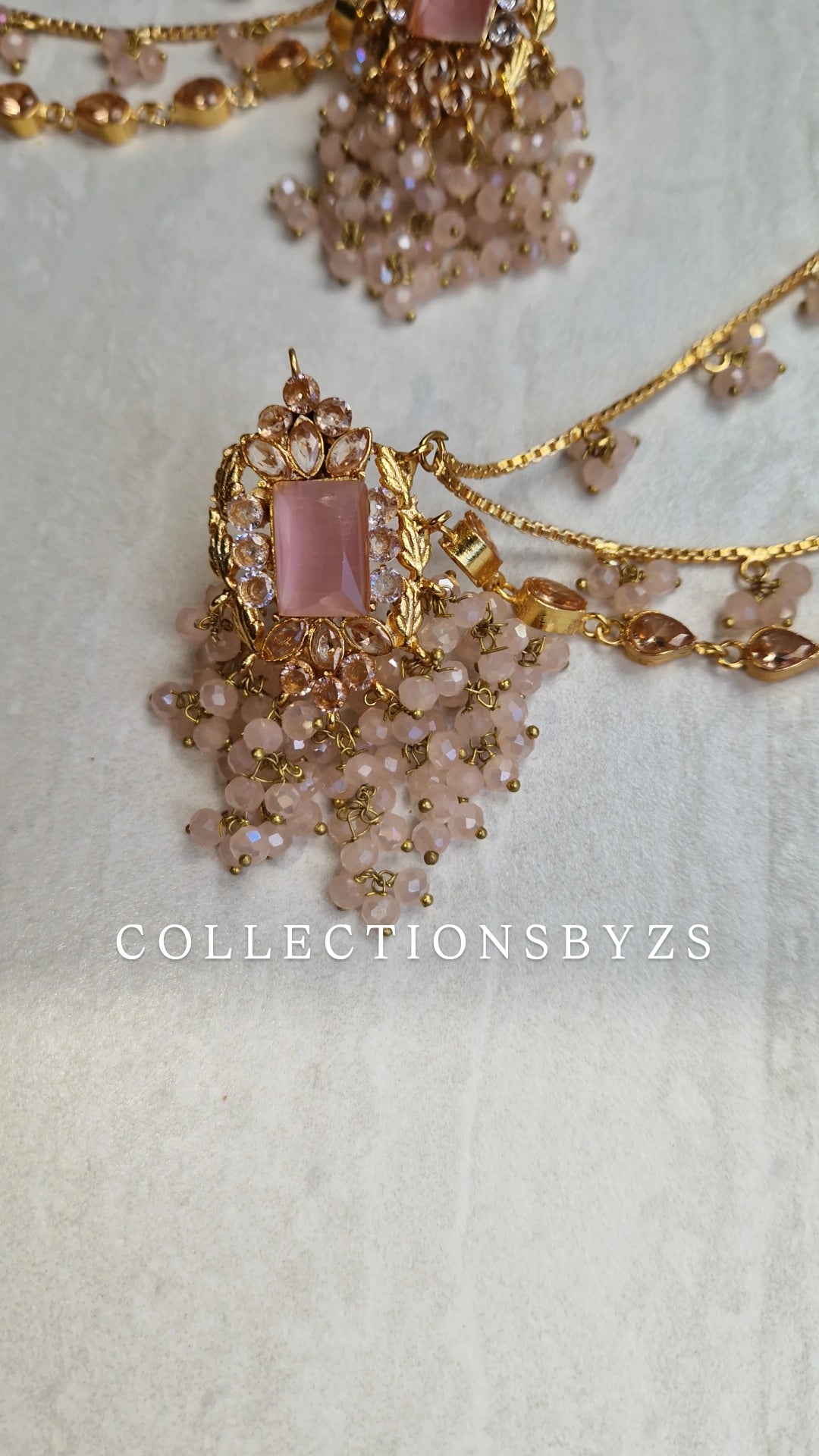 SELMA- Beautiful Pakistani Earrings and Tikka  - PINK