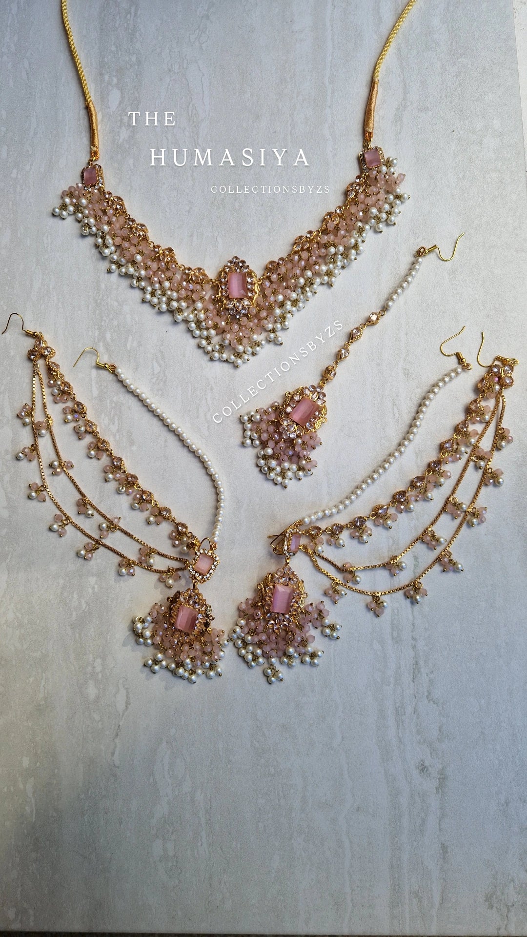 HUMASIYA - Beautiful Small elegant Pakistani Jewellery Set - PINK