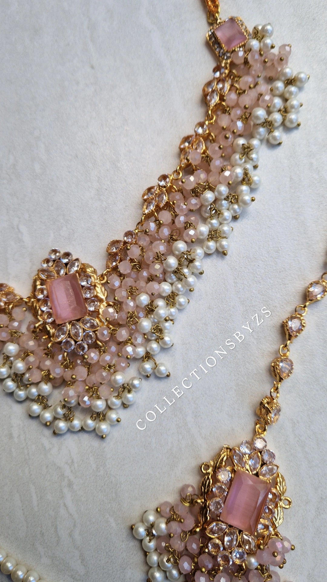 HUMASIYA - Beautiful Small elegant Pakistani Jewellery Set - PINK