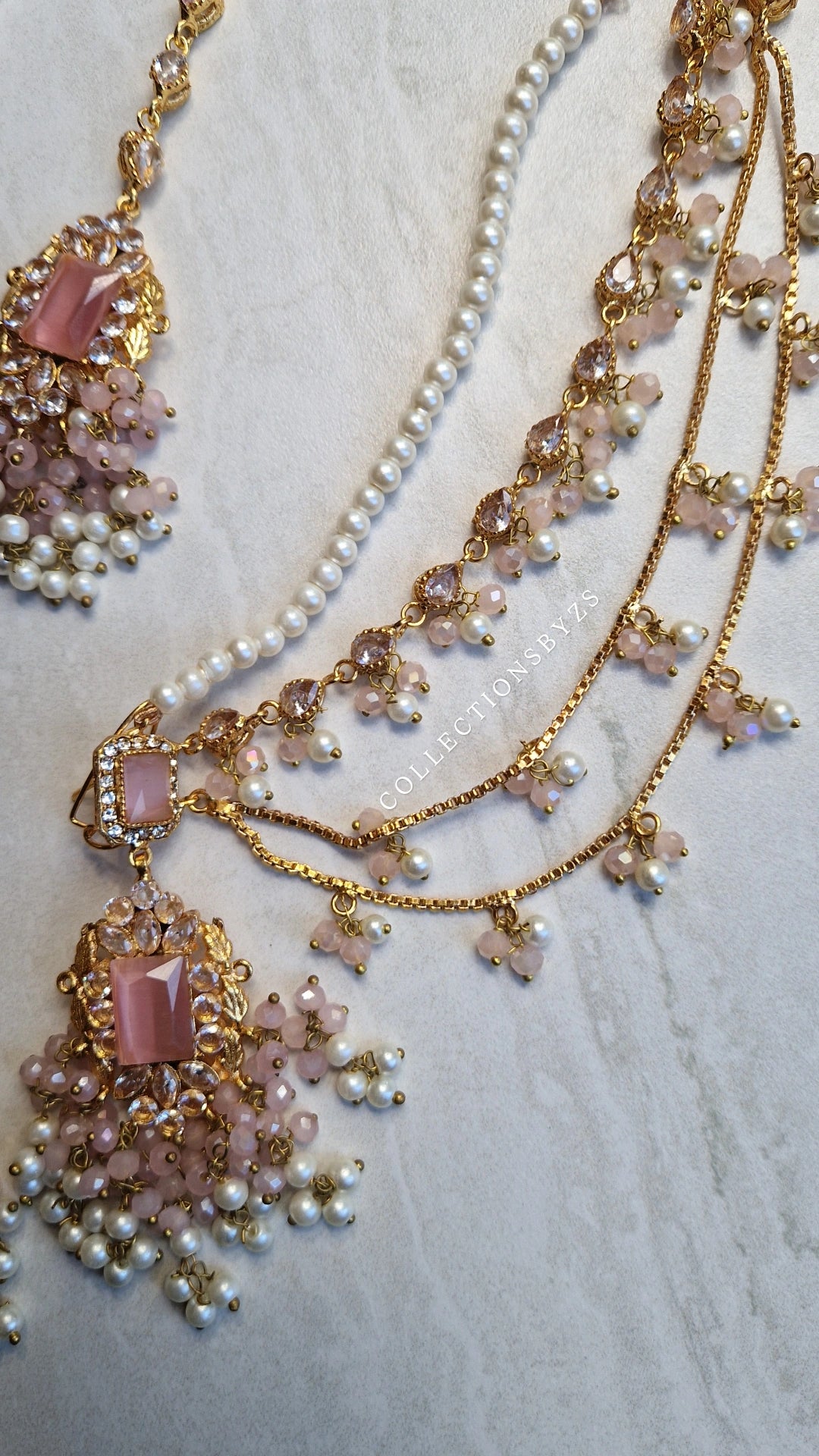 HUMASIYA - Beautiful Small elegant Pakistani Jewellery Set - PINK