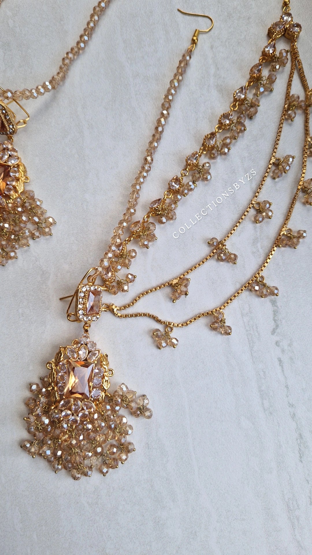 HUMASIYA - Beautiful Small elegant Pakistani Jewellery Set -  FULL GOLD