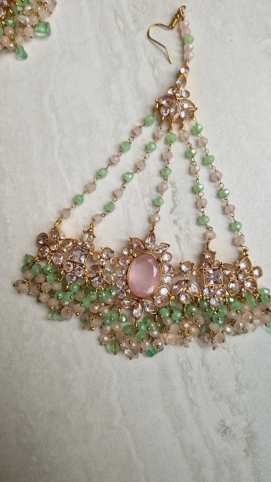 MEERI - Beautiful Pakistani 4 piece Elegant Set - Pink & Green