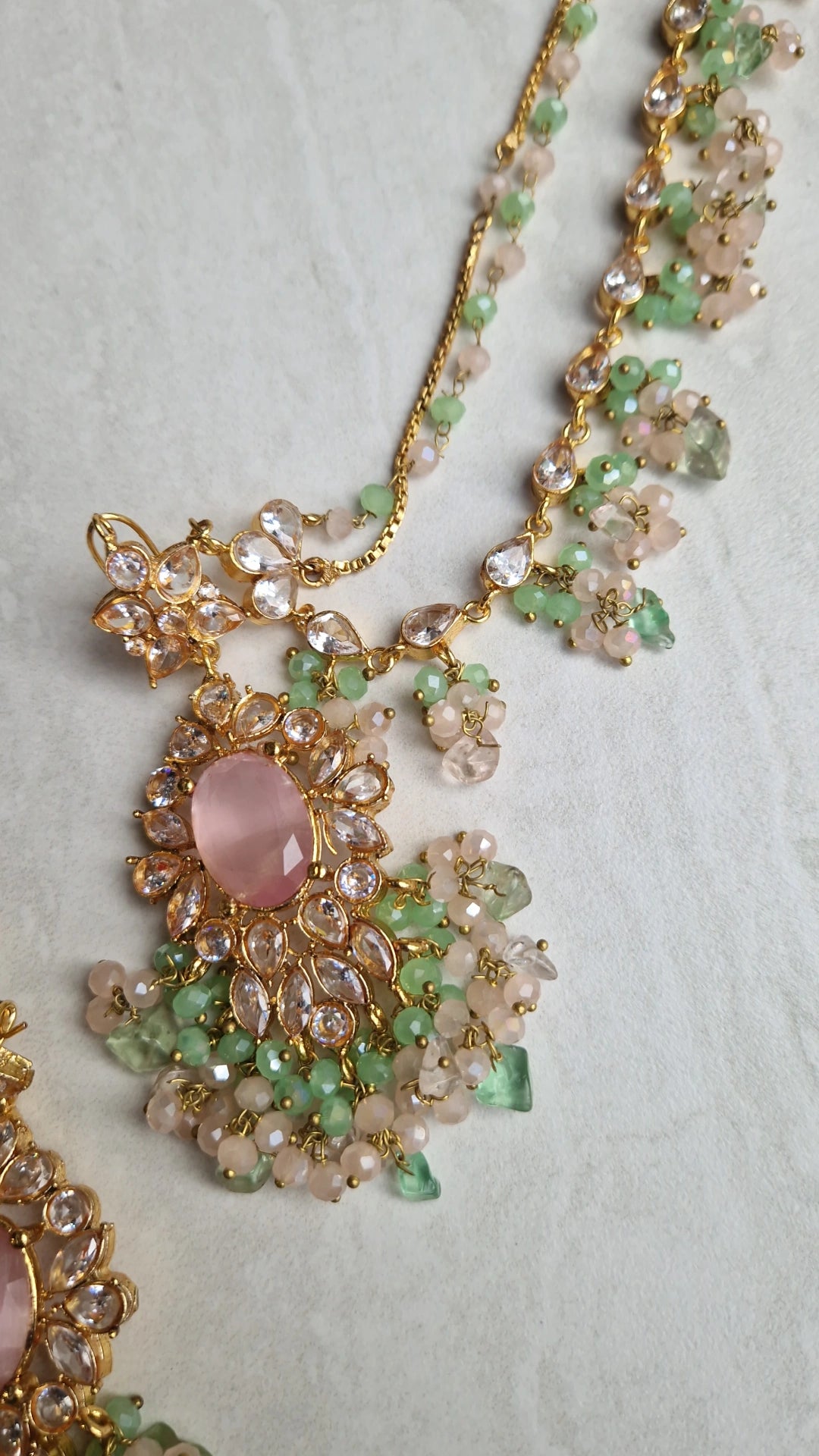 MEERI - Beautiful Pakistani 4 piece Elegant Set - Pink & Green