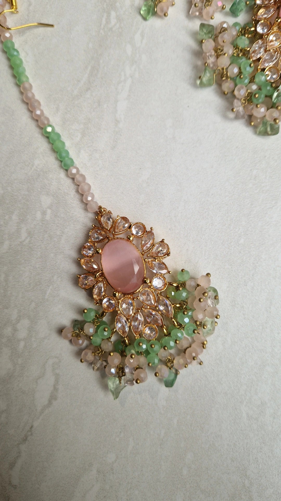 MEERI - Beautiful Pakistani 4 piece Elegant Set - Pink & Green