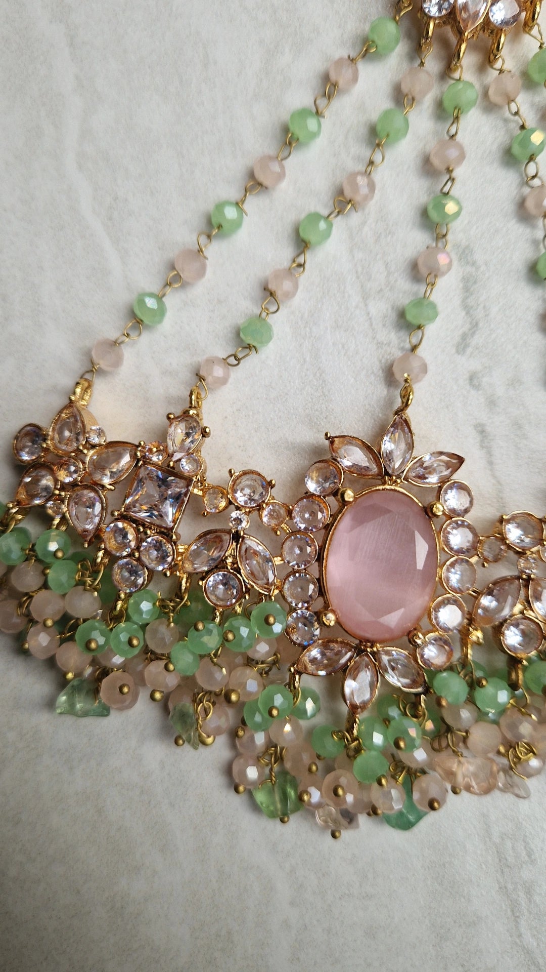 MEERI - Beautiful Pakistani 4 piece Elegant Set - Pink & Green