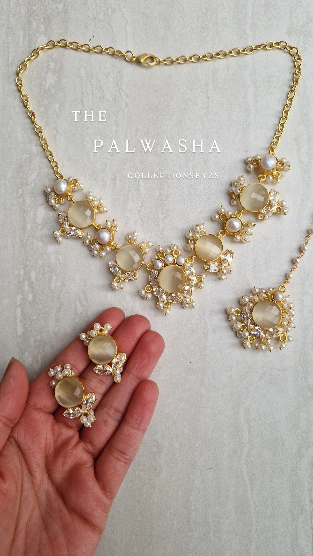 PALWASHA - *Premium* Small Dainty  Fresh water Pearls golden set