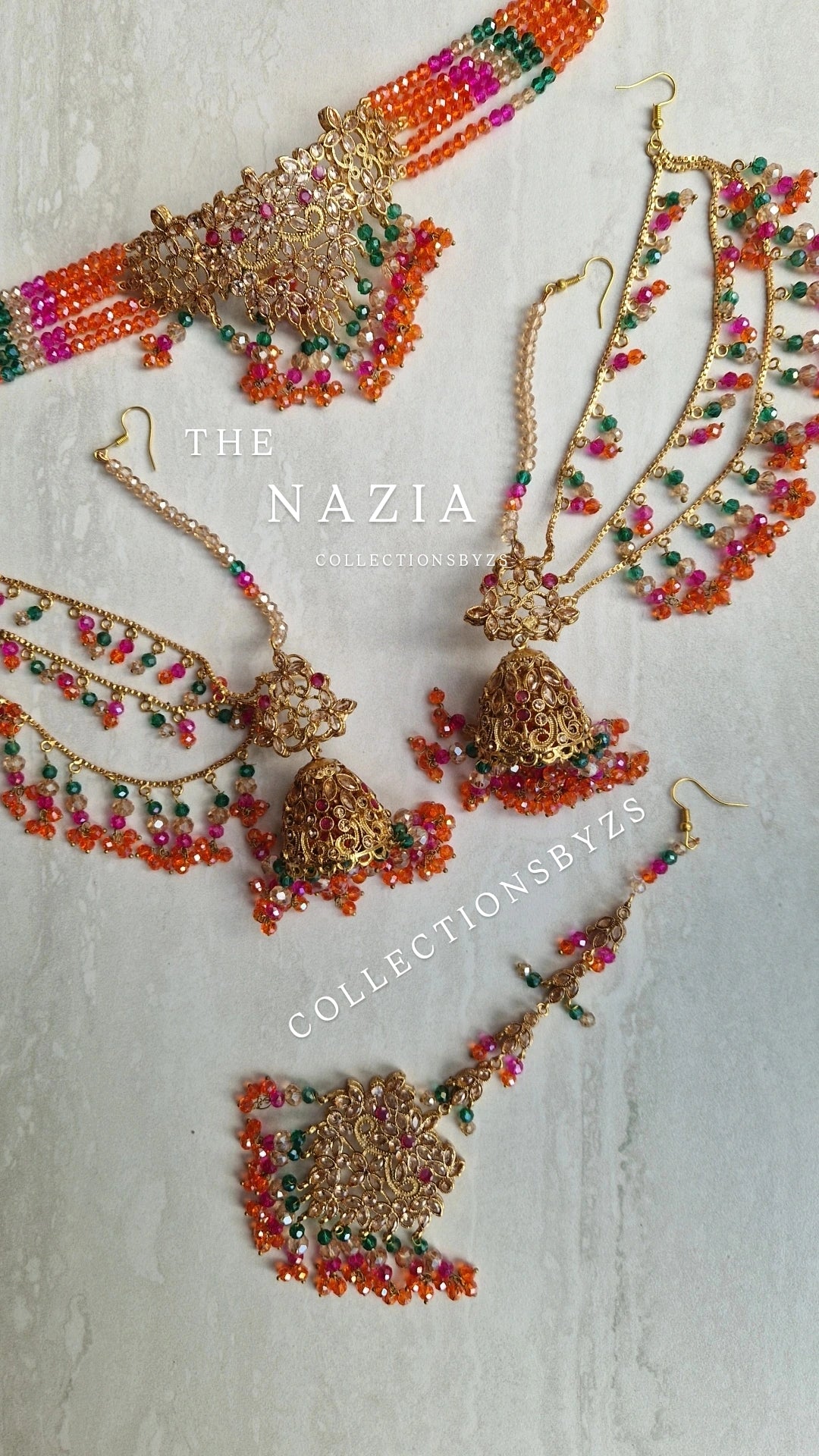NAZIA- Stunning Mehndi Pakistani Choker Set - Mehndi Colours * INTRODUCTORY OFFER*