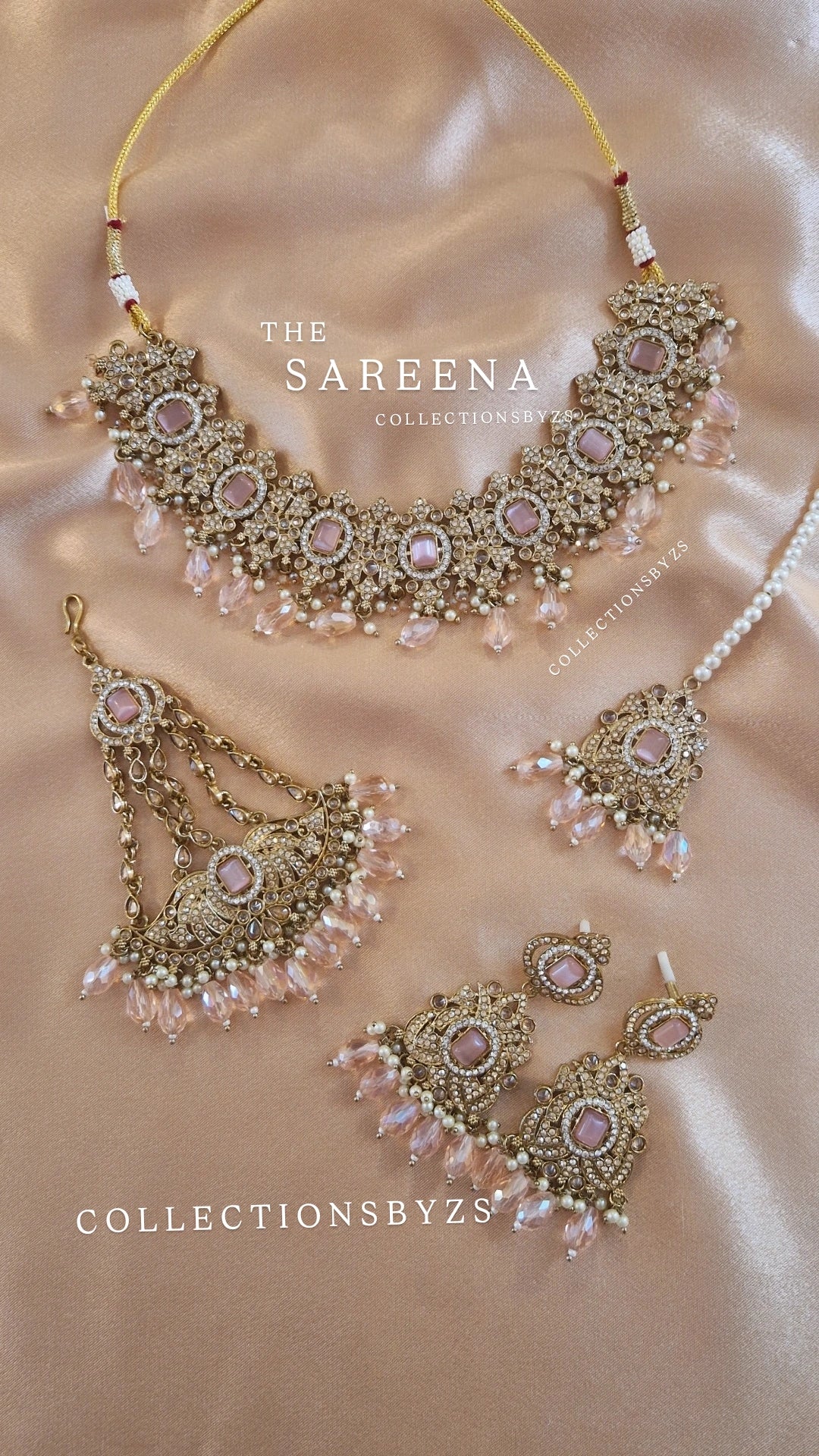 S A R E E N A-  Pink Jewellery Set
