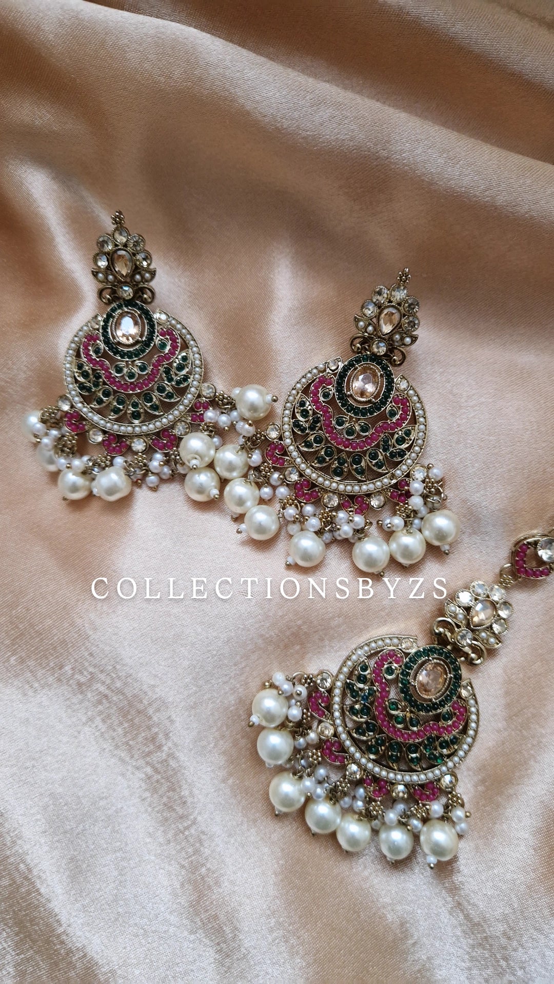 ZAINAB- CLEARANCE Beautiful pink and green Jewellery Set