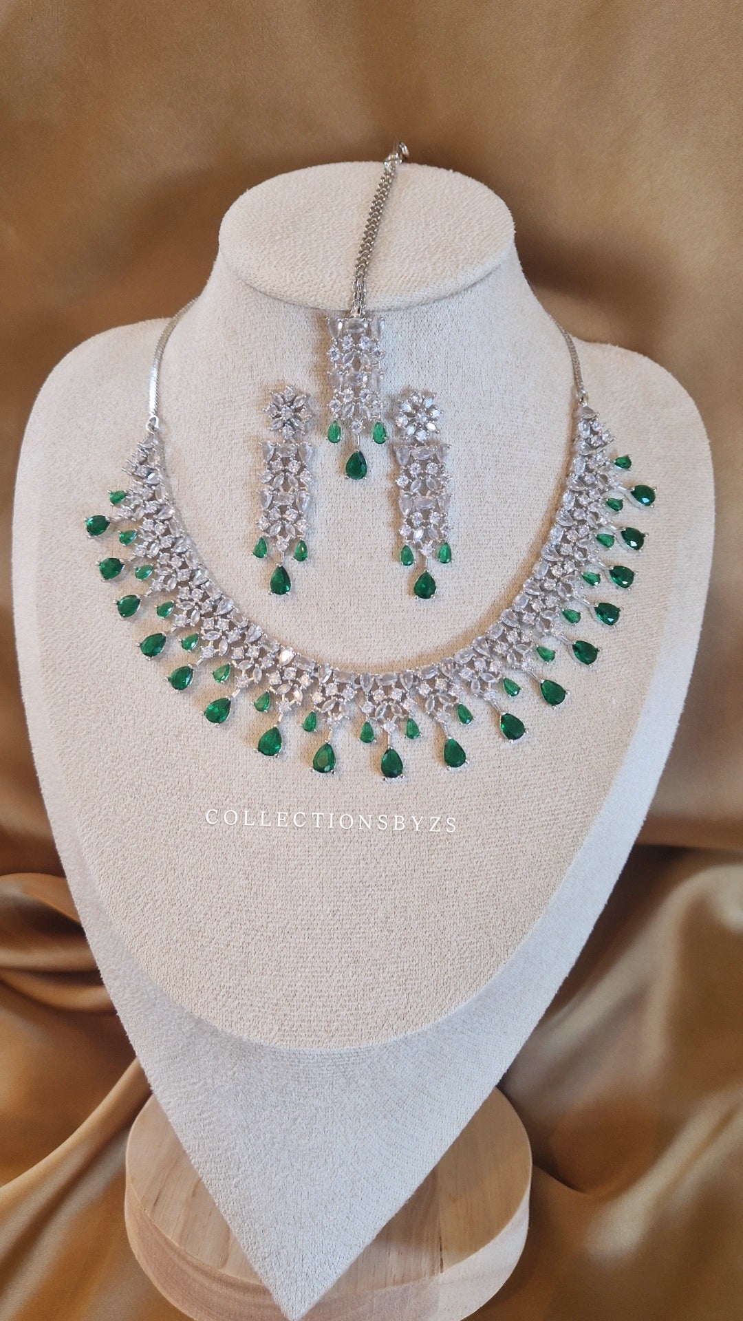 G R E E N - American Diamond  Indian Jewellery Set