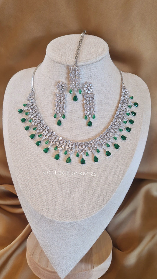 G R E E N - American Diamond  Indian Jewellery Set